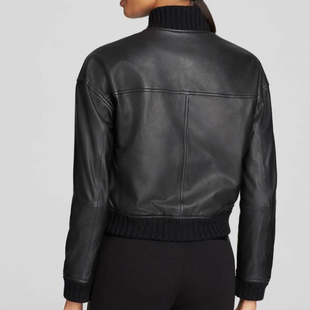 Eileen Fisher Black Leather Jacket - Picture 6 of 9